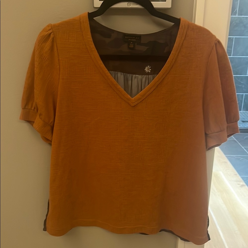 Current Air Anthropology Women's Orange V-Neck Top